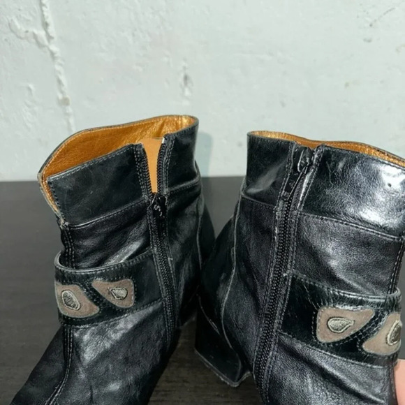 France Mode Black Leather ankle boot  size 36 - Picture 5 of 7
